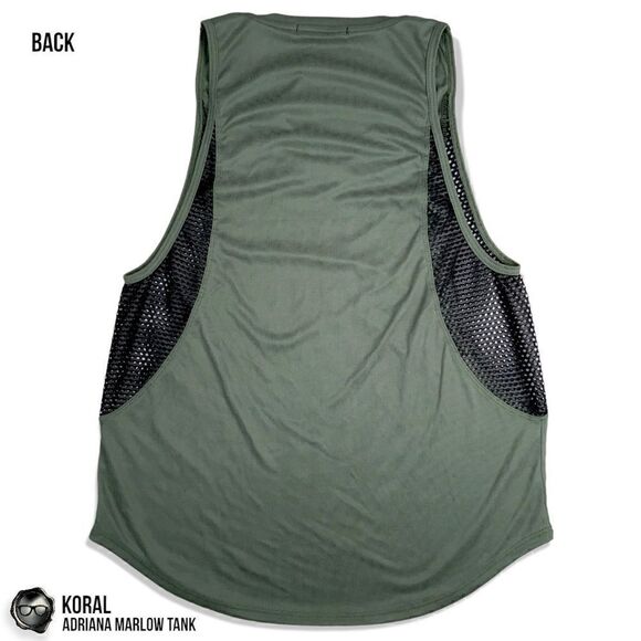 KORAL ACTIVEWEAR ADRIANA MARLOW MESH PANEL TANK IN JUNIPER & BLACK WOMEN SMALL - Picture 12 of 14